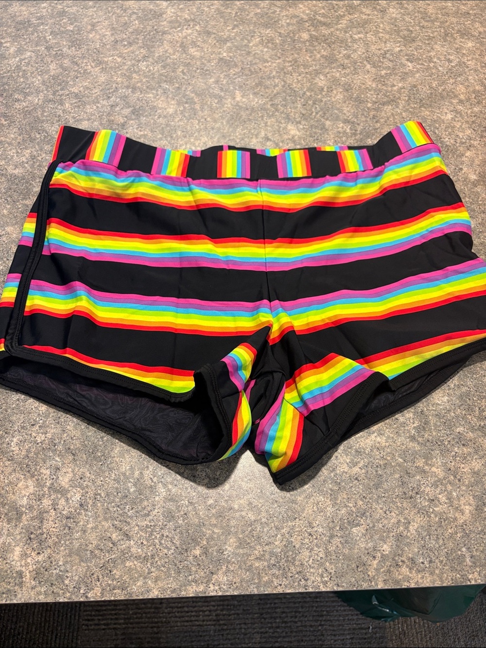 Torrid Pride Women’s Rainbow Stripe Athletic Shorts - Black